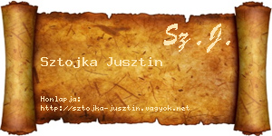 Sztojka Jusztin névjegykártya